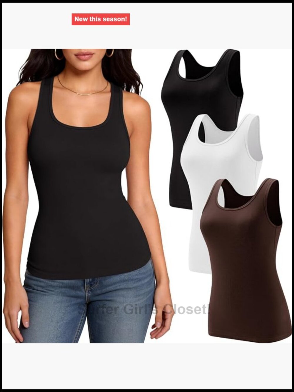 3 Pack Women's Basic Tank Tops - Soft Rayon Spandex, Scoop Neck, Sleeveless